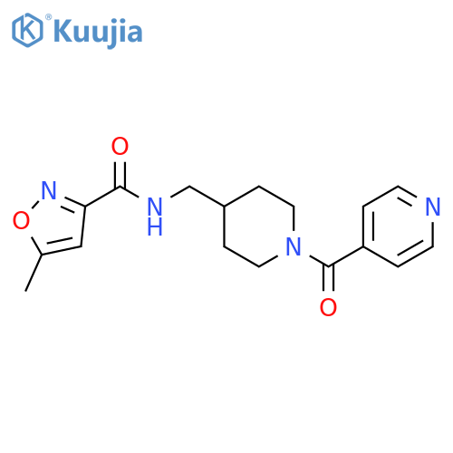 5-methyl-N-{1-(pyridine-4-carbonyl)piperidin-4-ylmethyl}-1,2-oxazole-3-carboxamide structure