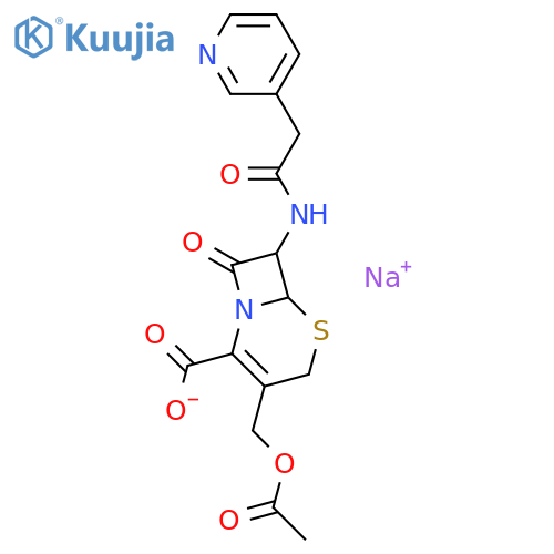5-Thia-1-azabicyclo[4.2.0]oct-2-ene-2-carboxylicacid, 3-[(acetyloxy)methyl]-8-oxo-7-[(3-pyridinylacetyl)amino]-, monosodiumsalt, (6R-trans)- (9CI) structure