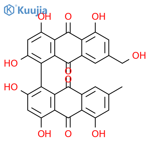 2,4,5,2',4',5'-Hexahydroxy-7-hydroxymethyl-7'-methyl-[1,1']bianthryl-9,10,9',10'-tetraon structure