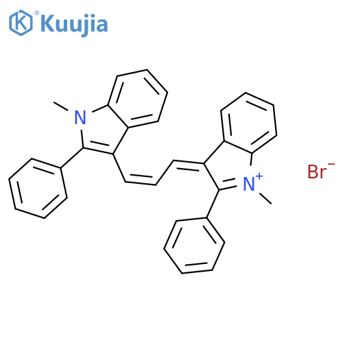 3H-Indolium,1-methyl-3-[3-(1-methyl-2-phenyl-1H-indol-3-yl)-2-propen-1-ylidene]-2-phenyl-,bromide (1:1) structure