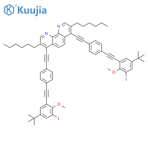 1,10-Phenanthroline, 4,7-bis[2-[4-[2-[5-(1,1-dimethylethyl)-3-iodo-2-methoxyphenyl]ethynyl]phenyl]ethynyl]-3,8-dihexyl- structure