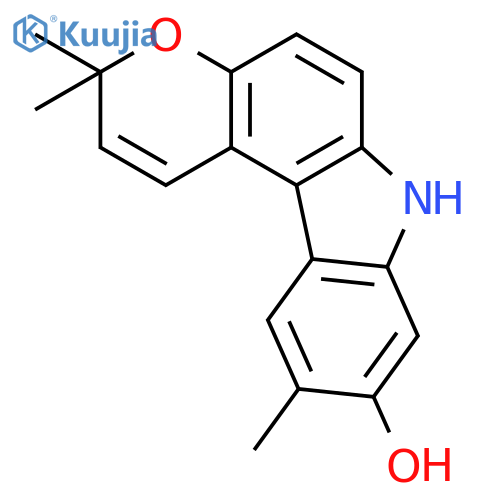 Pyrano[2,3-c]carbazol-9-ol, 3,7-dihydro-3,3,10-trimethyl- structure