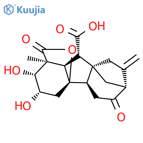 2β,3β,4aα-Trihydroxy-1β-methyl-8-methylene-6-oxogibbane-1α,10β-dicarboxylic acid 1,4a-lactone structure