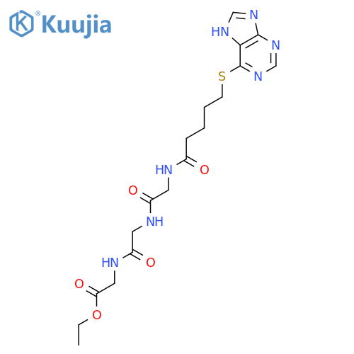 Glycine,N-[1-oxo-5-(9H-purin-6-ylthio)pentyl]glycylglycyl-, ethyl ester structure