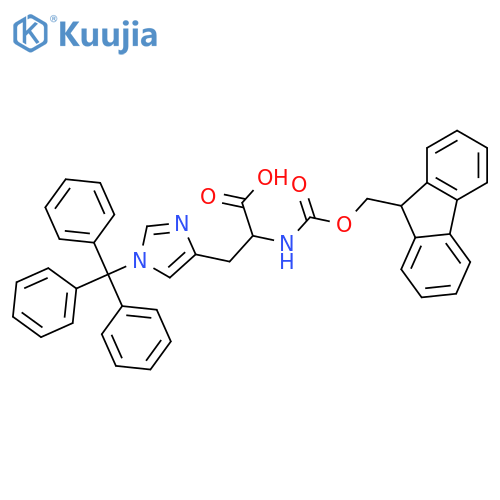 2-({(9H-fluoren-9-yl)methoxycarbonyl}amino)-3-1-(triphenylmethyl)-1H-imidazol-4-ylpropanoic acid structure