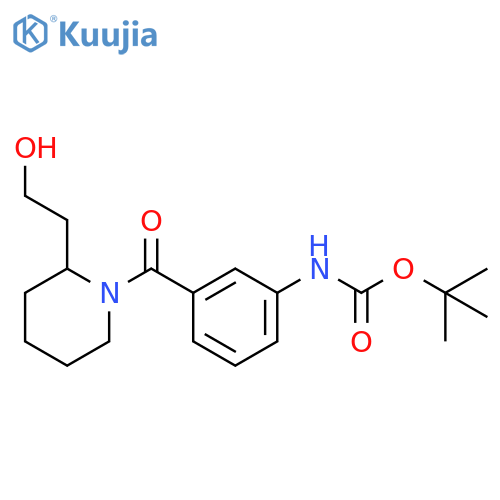 tert-butyl N-{3-[2-(2-hydroxyethyl)piperidine-1-carbonyl]phenyl}carbamate structure