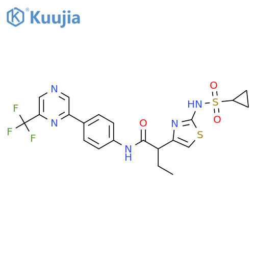 2-(2-cyclopropanesulfonamido-1,3-thiazol-4-yl)-N-{4-6-(trifluoromethyl)pyrazin-2-ylphenyl}butanamide structure