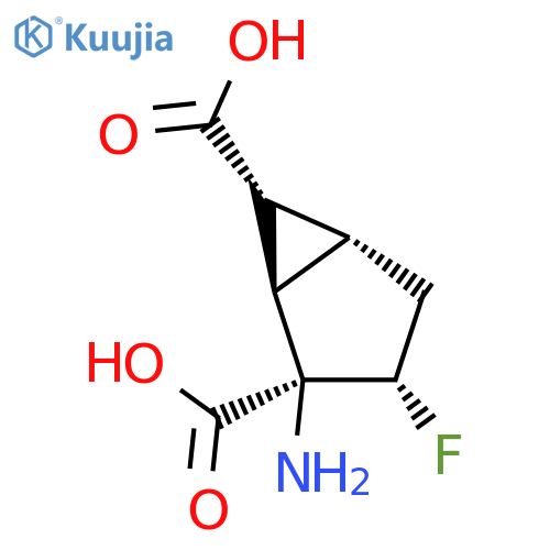 Bicyclo[3.1.0]hexane-2,6-dicarboxylicacid, 2-amino-3-fluoro-, (1R,2R,3S,5S,6R)-rel- structure