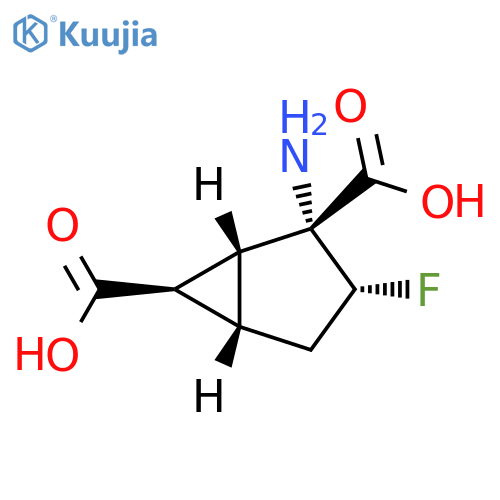 Bicyclo[3.1.0]hexane-2,6-dicarboxylicacid, 2-amino-3-fluoro-, (1R,2R,3R,5S,6R)-rel- structure