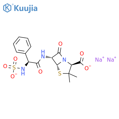 4-Thia-1-azabicyclo[3.2.0]heptane-2-carboxylicacid, 3,3-dimethyl-7-oxo-6-[[(2R)-2-phenyl-2-(sulfoamino)acetyl]amino]-, sodiumsalt (1:2), (2S,5R,6R)- structure