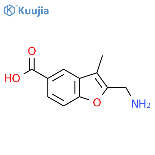 2-(Aminomethyl)-3-methyl-1-benzofuran-5-carboxylic acid structure