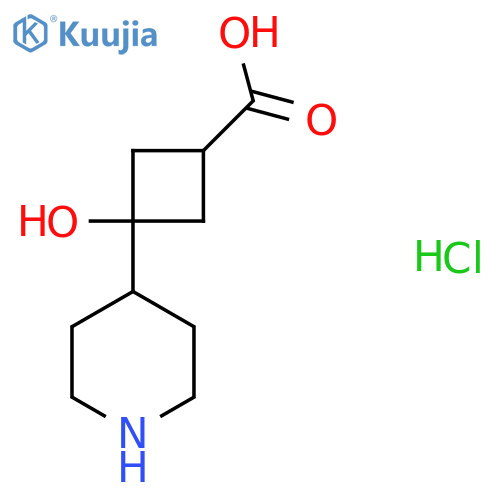 3-Hydroxy-3-piperidin-4-ylcyclobutane-1-carboxylic acid;hydrochloride structure