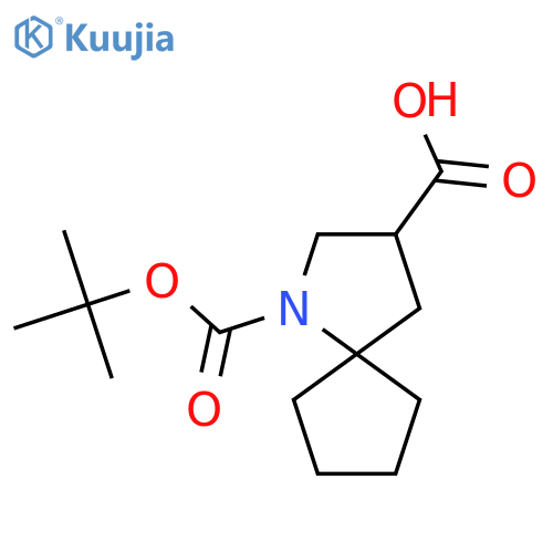 1-[(2-Methylpropan-2-yl)oxycarbonyl]-1-azaspiro[4.4]nonane-3-carboxylic acid structure