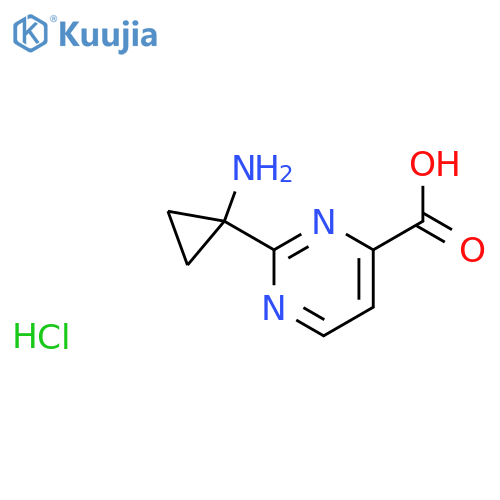 2-(1-Aminocyclopropyl)pyrimidine-4-carboxylic acid;hydrochloride structure