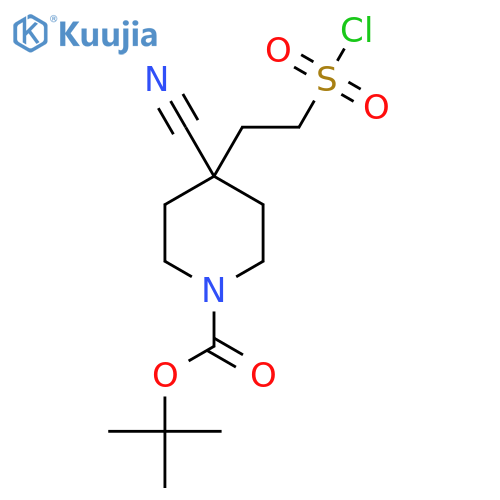 Tert-butyl 4-(2-chlorosulfonylethyl)-4-cyanopiperidine-1-carboxylate structure