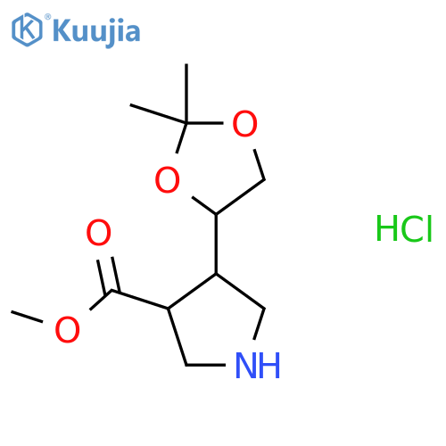 Methyl 4-(2,2-dimethyl-1,3-dioxolan-4-yl)pyrrolidine-3-carboxylate;hydrochloride structure