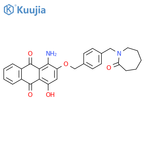 9,10-Anthracenedione,1-amino-2-[[4-[(hexahydro-2-oxo-1H-azepin-1-yl)methyl]phenyl]methoxy]-4-hydroxy- structure