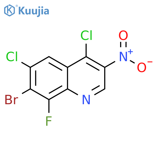 Quinoline, 7-bromo-4,6-dichloro-8-fluoro-3-nitro- structure
