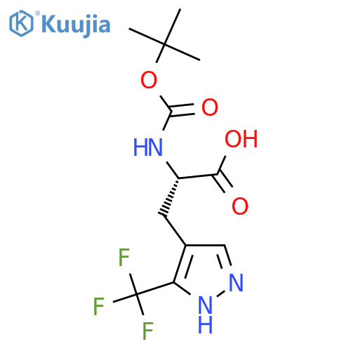 (2S)-2-{(tert-butoxy)carbonylamino}-3-5-(trifluoromethyl)-1H-pyrazol-4-ylpropanoic acid structure