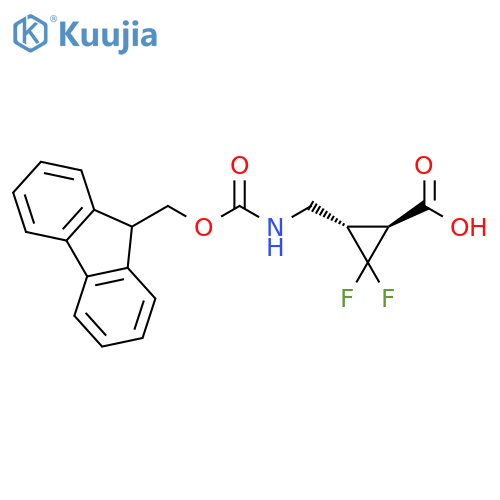 (1S,3S)-3-[[[(9H-Fluoren-9-ylmethoxy)carbonyl]amino]methyl]-2,2-difluorocyclopropanecarboxylic acid structure