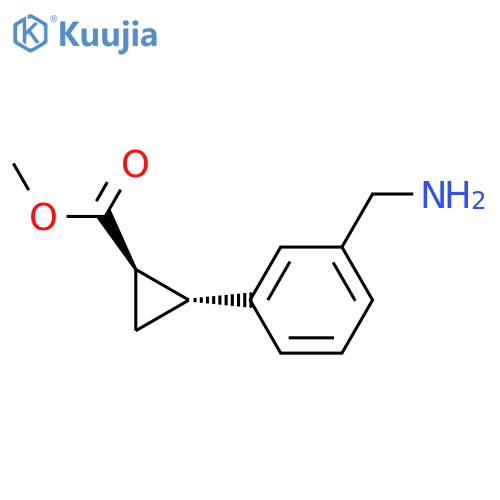 rac-methyl (1R,2R)-2-3-(aminomethyl)phenylcyclopropane-1-carboxylate structure