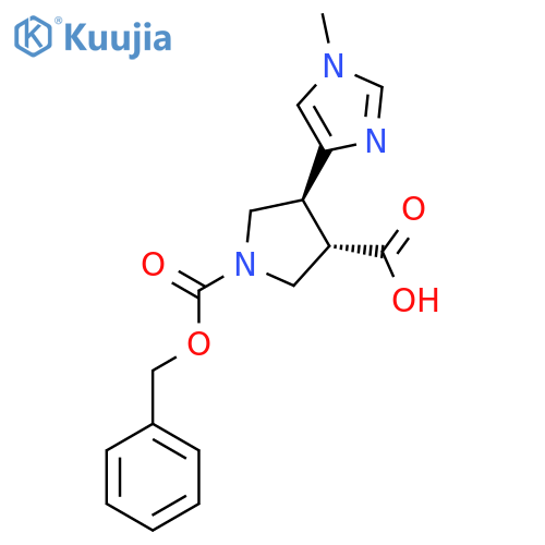 rac-(3R,4R)-1-(benzyloxy)carbonyl-4-(1-methyl-1H-imidazol-4-yl)pyrrolidine-3-carboxylic acid structure
