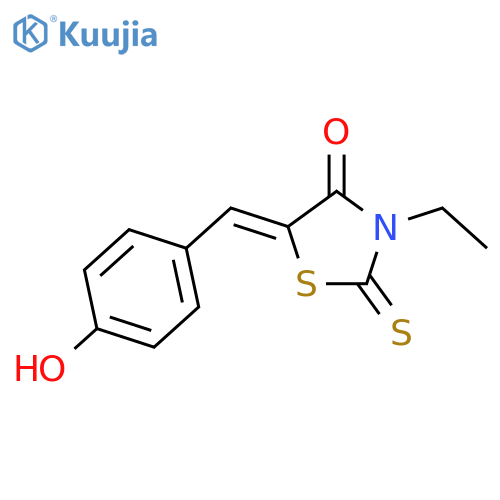 (5E)-3-ethyl-5-(4-hydroxybenzylidene)-2-thioxo-1,3-thiazolidin-4-one structure