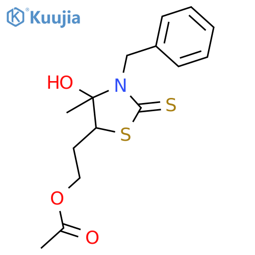 2-Thiazolidinethione,5-[2-(acetyloxy)ethyl]-4-hydroxy-4-methyl-3-(phenylmethyl)- structure