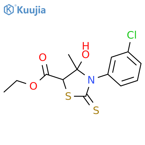 5-Thiazolidinecarboxylicacid, 3-(3-chlorophenyl)-4-hydroxy-4-methyl-2-thioxo-, ethyl ester structure