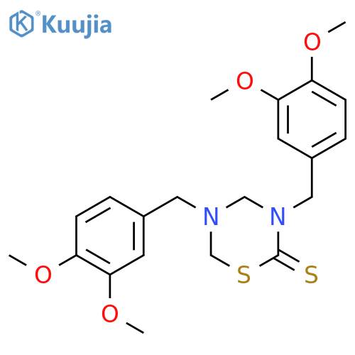 2H-1,3,5-Thiadiazine-2-thione,3,5-bis[(3,4-dimethoxyphenyl)methyl]tetrahydro- structure