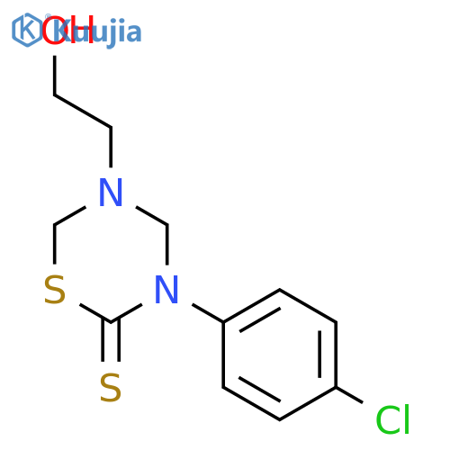 2H-1,3,5-Thiadiazine-2-thione,3-(4-chlorophenyl)tetrahydro-5-(2-hydroxyethyl)- structure