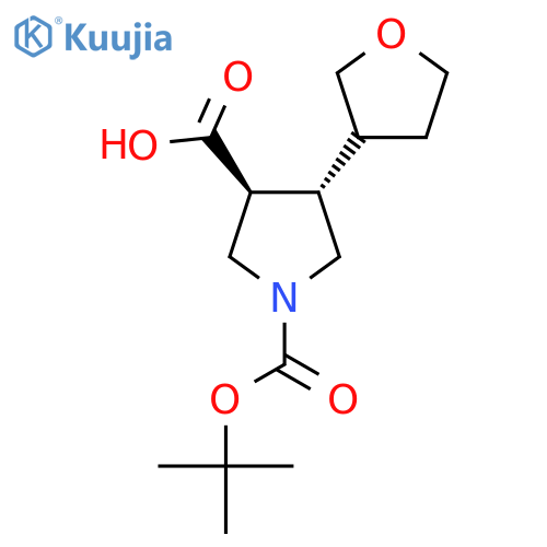 (3S,4S)-1-[(2-Methylpropan-2-yl)oxycarbonyl]-4-(oxolan-3-yl)pyrrolidine-3-carboxylic acid structure