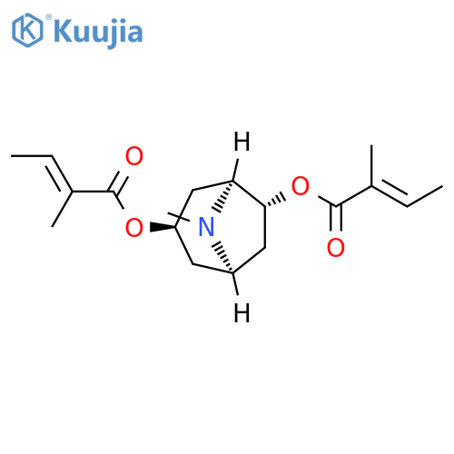 2-Butenoic acid, 2-methyl-, 1,1'-[(1R,3R,5S,6R)-8-methyl-8-azabicyclo[3.2.1]octane-3,6-diyl] ester, (2E,2'E)- structure