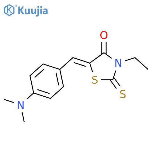 <br>(5E)-5-[4-(dimethylamino)benzylidene]-3-ethyl-2-thioxo-1,3-thiazolidin-4-on e structure