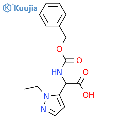 2-{(benzyloxy)carbonylamino}-2-(1-ethyl-1H-pyrazol-5-yl)acetic acid structure