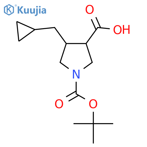 1-(tert-butoxy)carbonyl-4-(cyclopropylmethyl)pyrrolidine-3-carboxylic acid structure