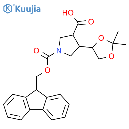 4-(2,2-dimethyl-1,3-dioxolan-4-yl)-1-{(9H-fluoren-9-yl)methoxycarbonyl}pyrrolidine-3-carboxylic acid structure