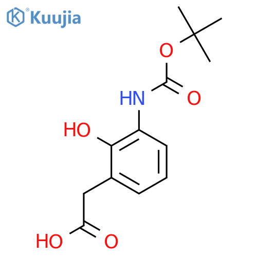 2-(3-{(tert-butoxy)carbonylamino}-2-hydroxyphenyl)acetic acid structure