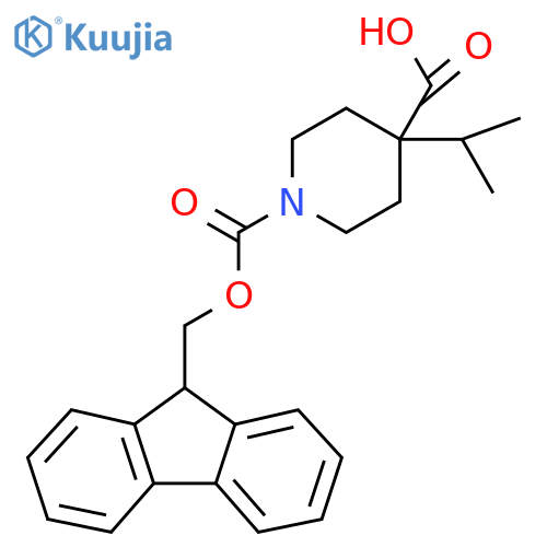 1-{(9H-fluoren-9-yl)methoxycarbonyl}-4-(propan-2-yl)piperidine-4-carboxylic acid structure