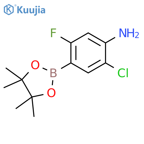Benzenamine, 2-chloro-5-fluoro-4-(4,4,5,5-tetramethyl-1,3,2-dioxaborolan-2-yl)- structure