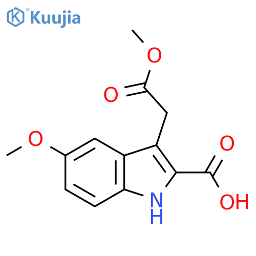 5-methoxy-3-(2-methoxy-2-oxoethyl)-1H-indole-2-carboxylic acid structure