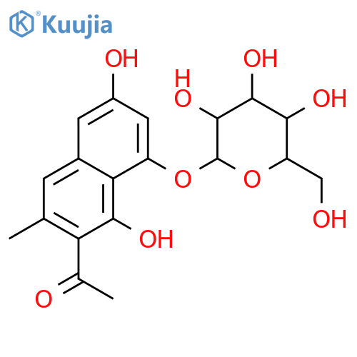 Ethanone, 1-[8-(b-D-glucopyranosyloxy)-1,6-dihydroxy-3-methyl-2-naphthalenyl]- structure