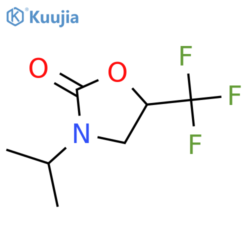 4-(propan-2-yl)-2-(trifluoromethyl)-2,5-dihydro-1,3-oxazol-5-one structure