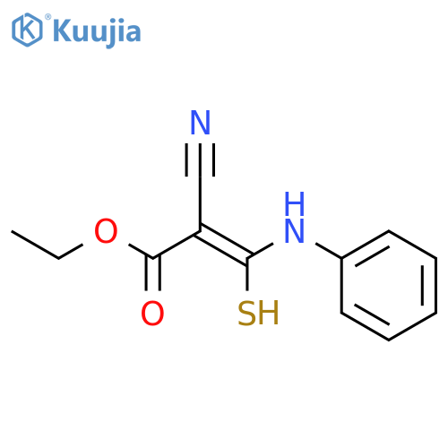 2-Propenoic acid,2-cyano-3-mercapto-3-(phenylamino)-, ethyl ester structure