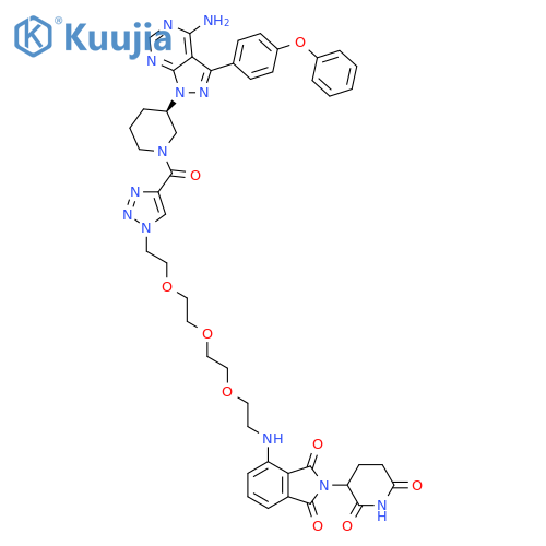 4-((2-(2-(2-(2-(4-((R)-3-(4-amino-3-(4-phenoxyphenyl)-1H-pyrazolo[3,4-d]pyrimidin-1-yl)piperidine-1-carbonyl)-1H-1,2,3-triazol-1-yl)ethoxy)ethoxy)ethoxy)ethyl)amino)-2-(2,6-dioxopiperidin-3-yl)isoindoline-1,3-dione structure