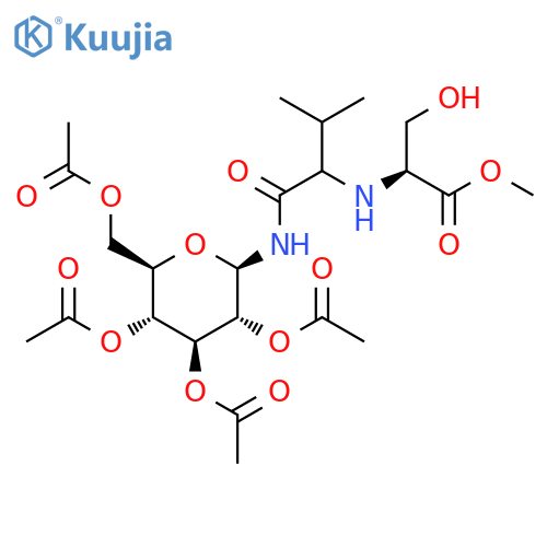 L-Serine,N-[(1R)-2-methyl-1-[[(2,3,4,6-tetra-O-acetyl-b-D-glucopyranosyl)amino]carbonyl]propyl]-, methylester structure