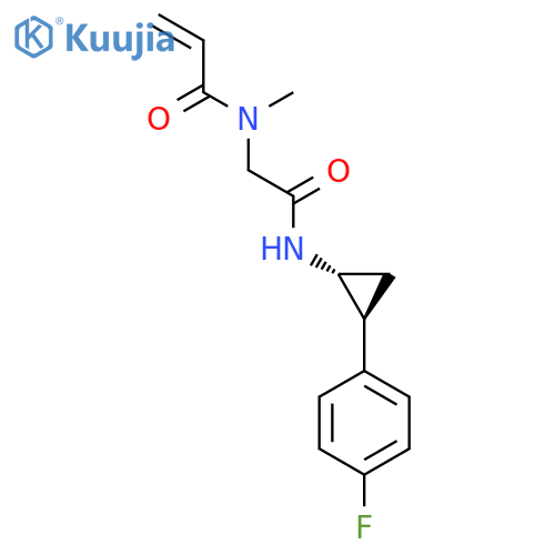 N-({(1R,2S)-2-(4-fluorophenyl)cyclopropylcarbamoyl}methyl)-N-methylprop-2-enamide structure