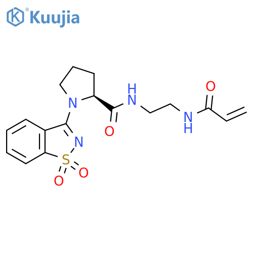 (2S)-1-(1,1-Dioxo-1,2-benzothiazol-3-yl)-N-[2-(prop-2-enoylamino)ethyl]pyrrolidine-2-carboxamide structure