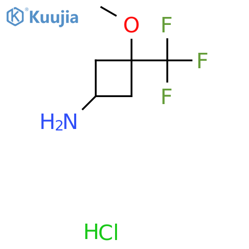 trans-3-methoxy-3-(trifluoromethyl)cyclobutanamine;hydrochloride structure