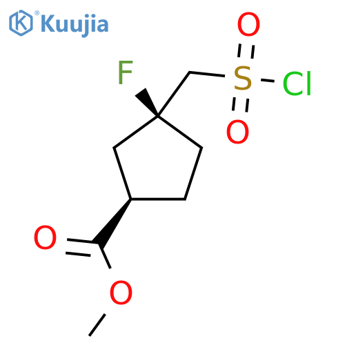 Methyl (1R,3S)-3-(chlorosulfonylmethyl)-3-fluorocyclopentane-1-carboxylate structure